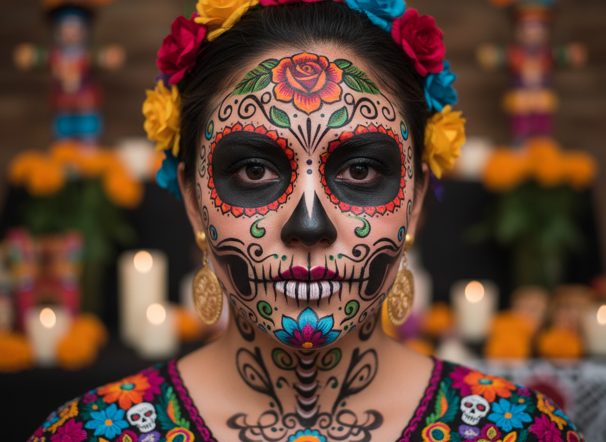 Sugar Skull Yüz Boyama - Meksika Ölüler Günü