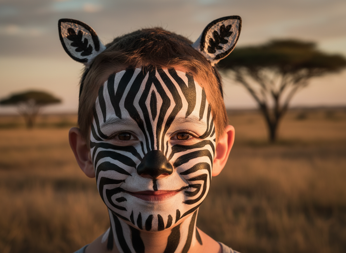 Zebra Yüz Boyama - Çizgili Safari Tasarımı