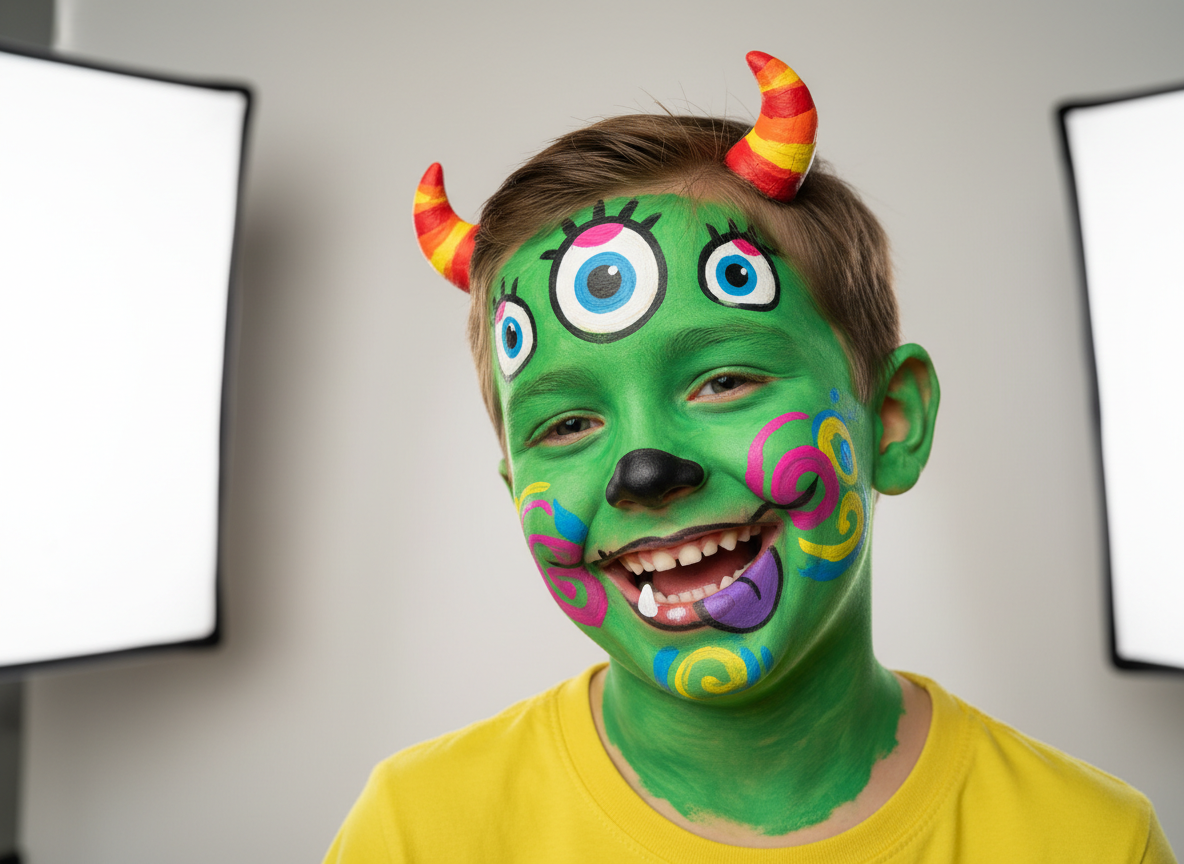 Canavar Yüz Boyama - Yeşil Dev Yaratık