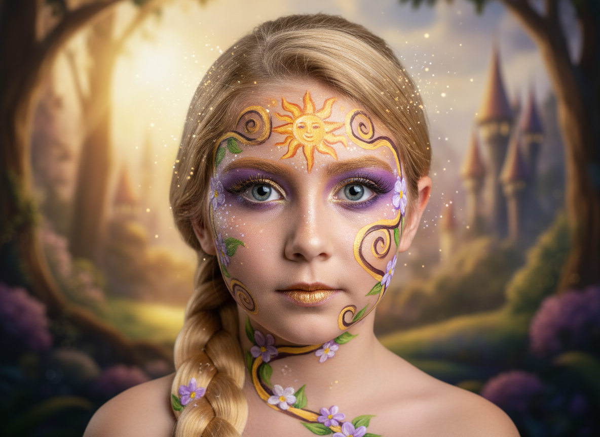 Rapunzel Yüz Boyama - Uzun Saç Prensesi