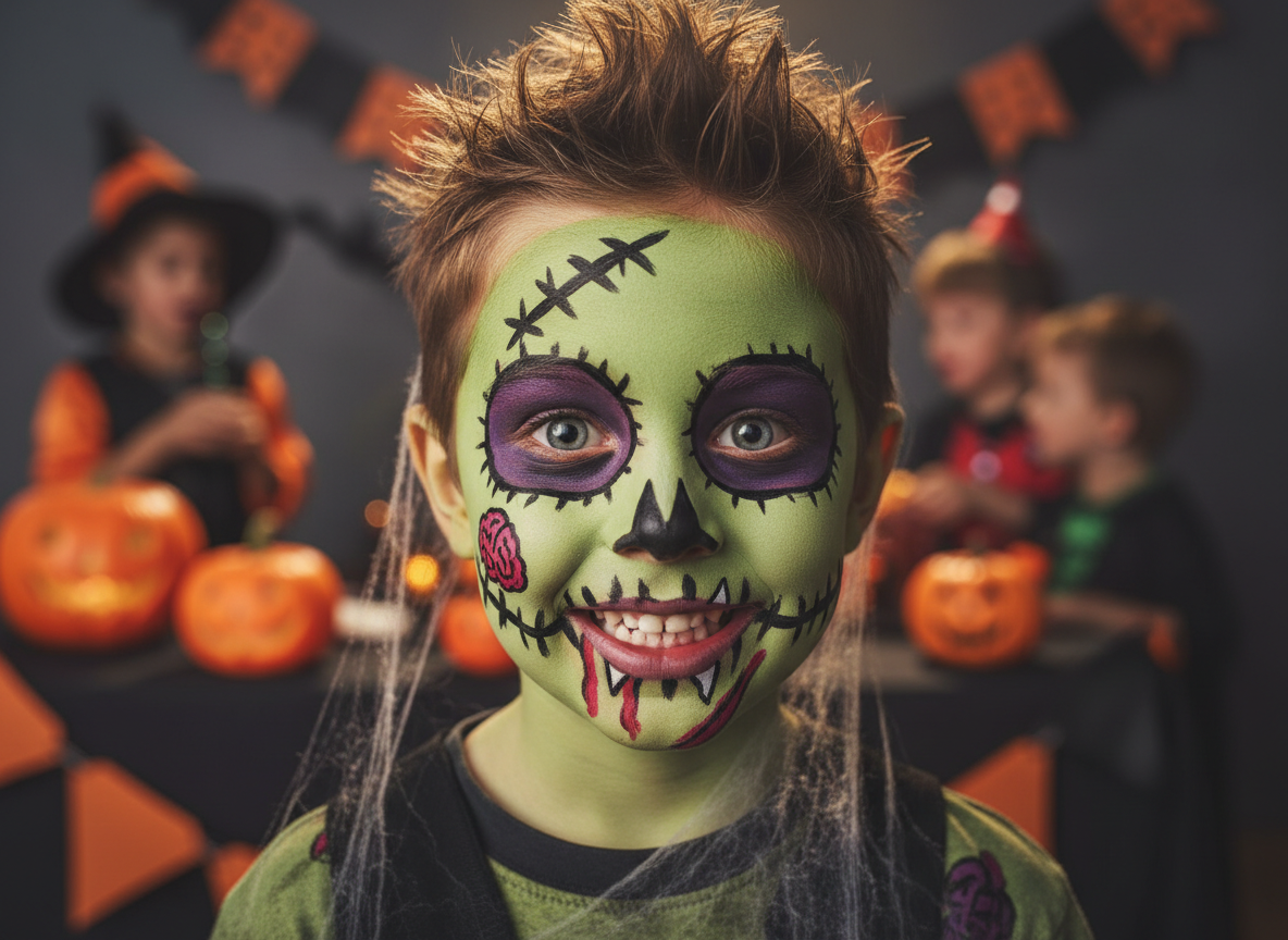 Zombi Yüz Boyama - Korkunç Makyaj Tasarımı