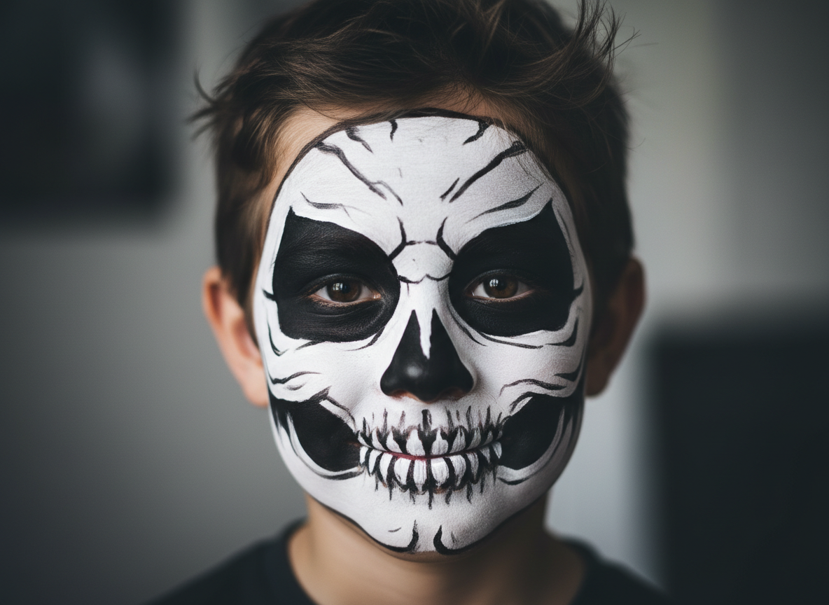 İskelet Yüz Boyama - Kemik Desen Makyajı