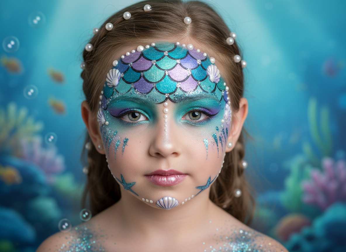 Deniz Kızı Yüz Boyama - Okyanus Temalı Parti