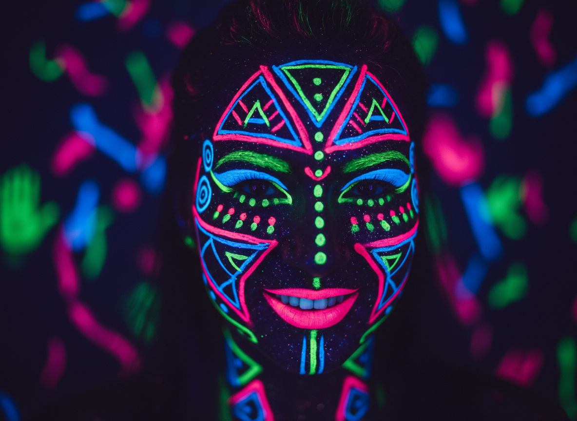 Neon UV Yüz Boyama - Parlayan Gece Partisi