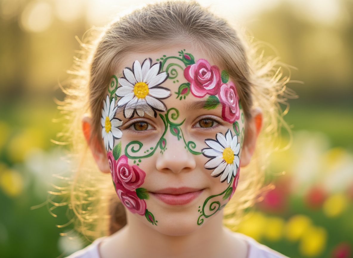 Çiçek Yüz Boyama - Bahar Bahçesi Tasarımı