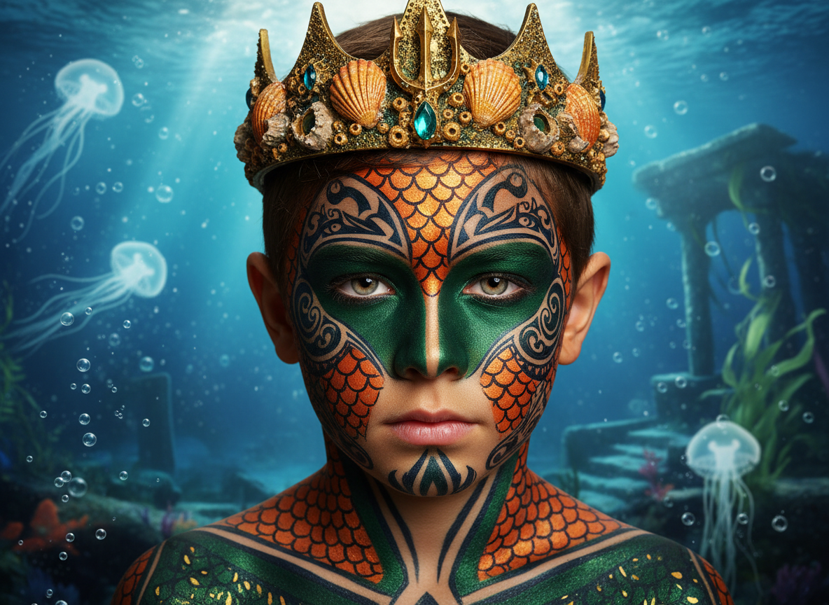 Aquaman Yüz Boyama - Deniz Kralı Tasarımı